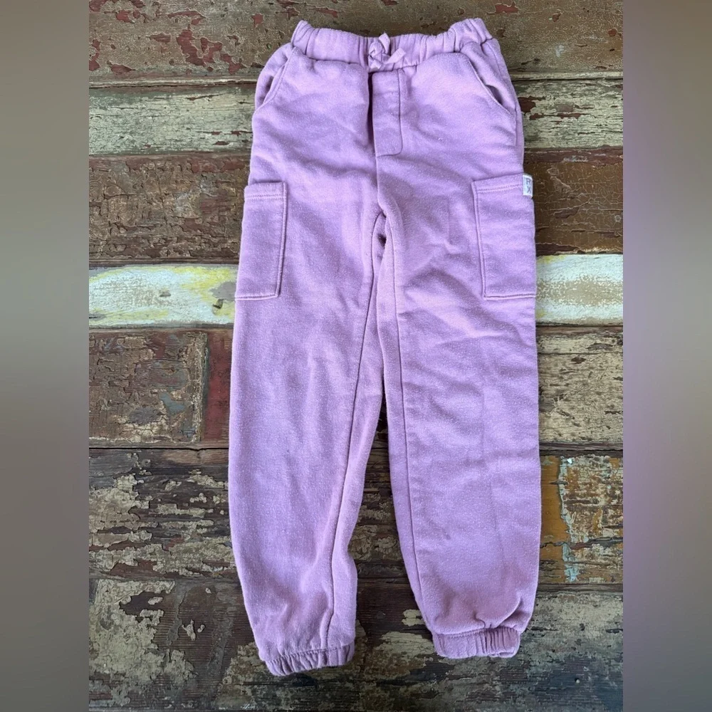 Girls Roxy Pink Purple Striped Top and Sweatpants Joggers Matching Set | Size 5